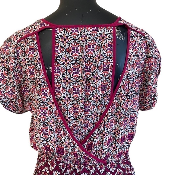 Warehouse Magenta Batik Print Fitted Sheath Dress - Picture 6 of 9
